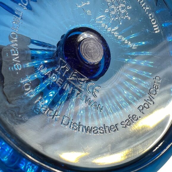 Vtg Le Cadeaux Blue Milano Wine Goblet Set of 6 Glasses Polycarbonate Taiwan - Picture 4 of 8